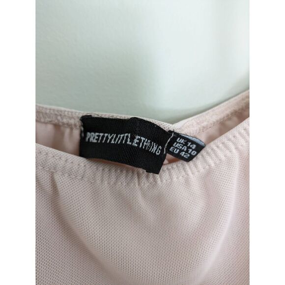 PrettyLittleThing Nude Strappy Mesh Midaxi Dress - Picture 7 of 9